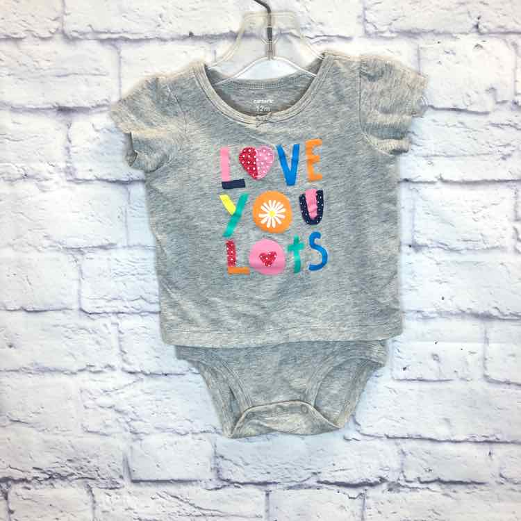 Carters Gray Size 12 Months Girls Bodysuit