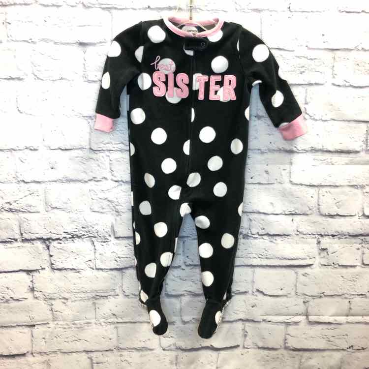 Carters Black & White Size 12 Months Fleece Girls Sleeper