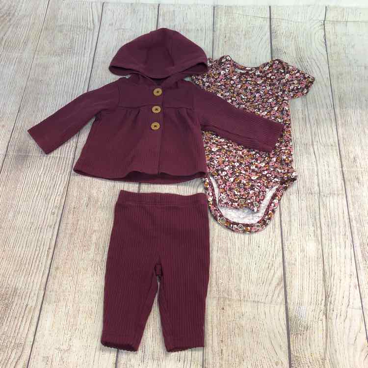 Carters Maroon Size Newborn Girls 3 Piece Outfit