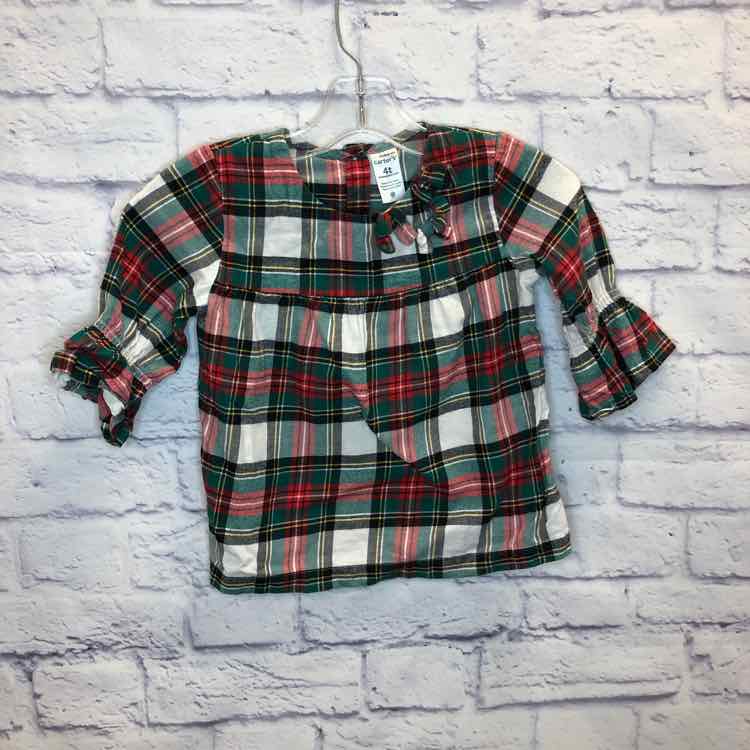 Carters Red & Green Size 4T Girls Long Sleeve Shirt