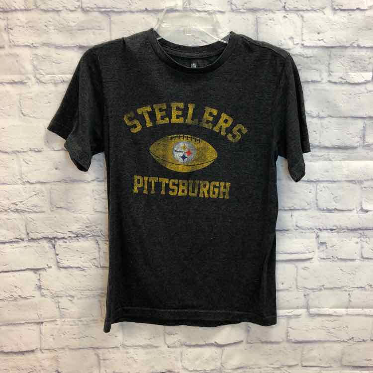 Steelers Gray Size 14 Boys Short Sleeve Shirt