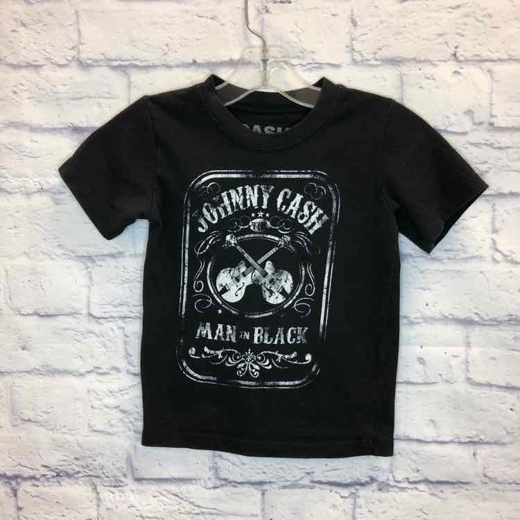 Johnny Cash Black Size 5 Boys Short Sleeve Shirt