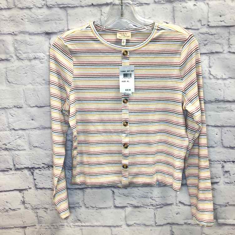 Self Esteem Stripe Size 16 Girls Long Sleeve Shirt