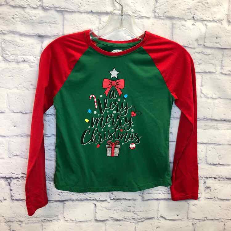 Holiday Time Red & Green Size 10 Girls Long Sleeve Shirt