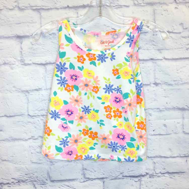 Cat & Jack Floral Size 4T Girls Tank Top