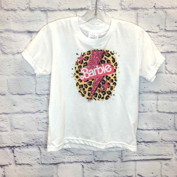 Barbie White Size 5 Girls Short Sleeve Shirt