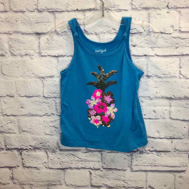 Cat & Jack Blue Size 4T Girls Tank Top