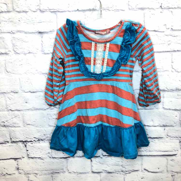 Jelly the Pug Stripe Size 3T Girls Dress