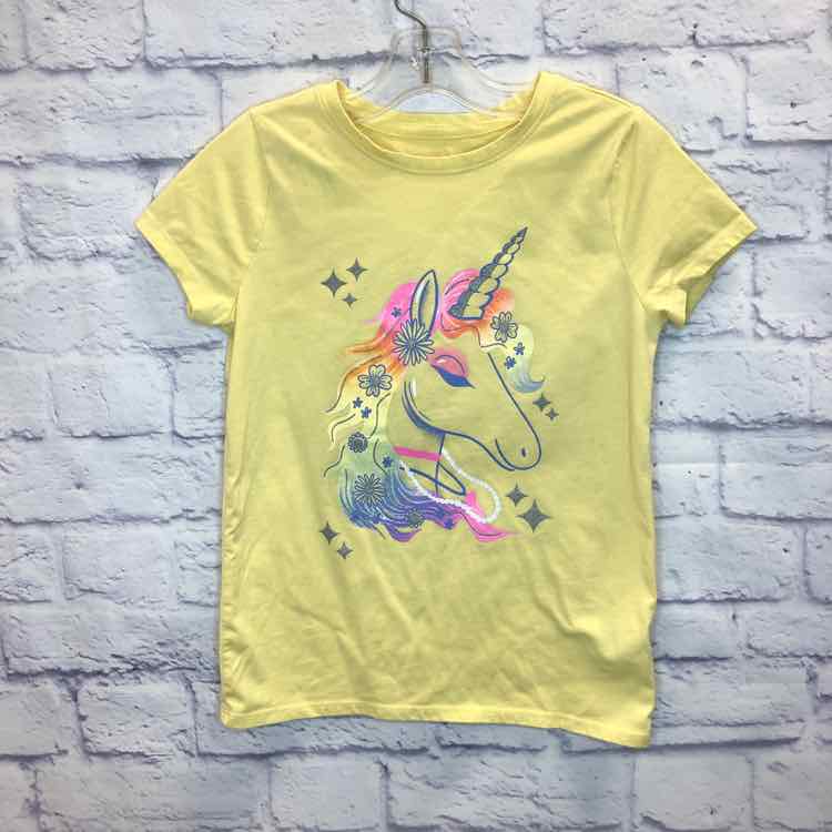 Cat & Jack Yellow Size 7 Girls Short Sleeve Shirt