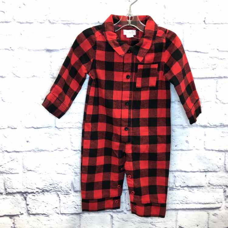 MudPie Red & Black Size 0-6 Months Boys Romper