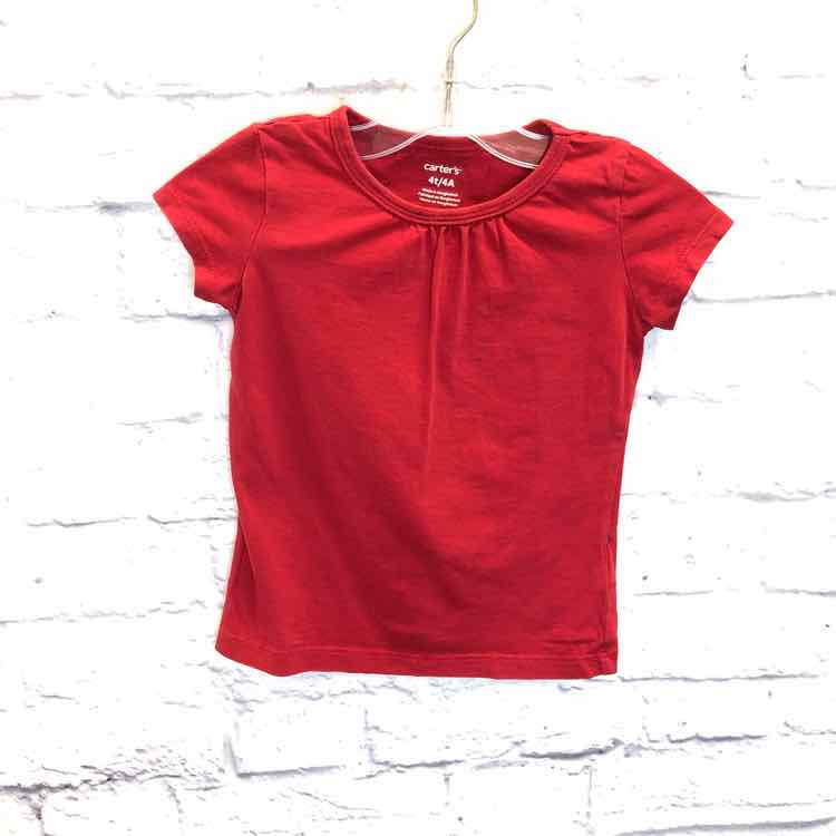 Carters Red Size 4T Girls Short Sleeve Shirt