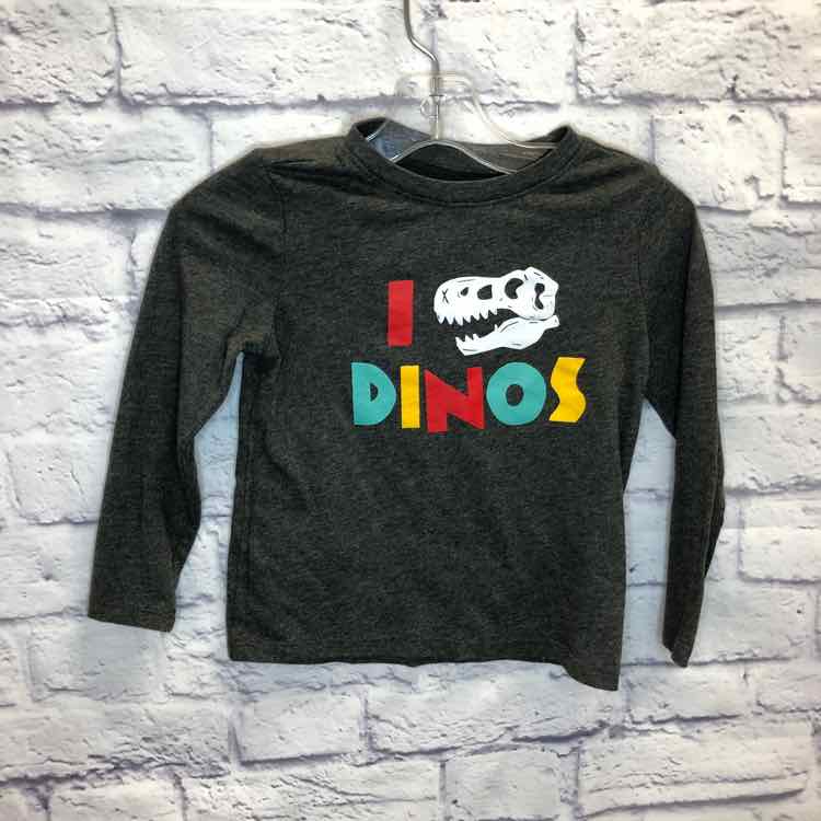 Old Navy Gray Size 4T Boys Dinos Long Sleeve Shirt