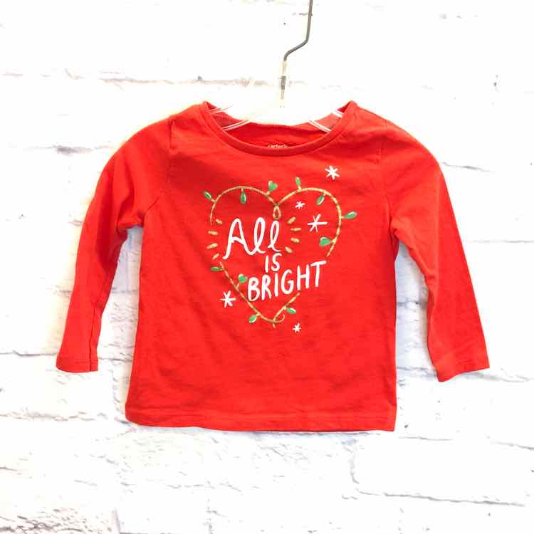 Carters Red Size 18 Months Girls Long Sleeve Shirt